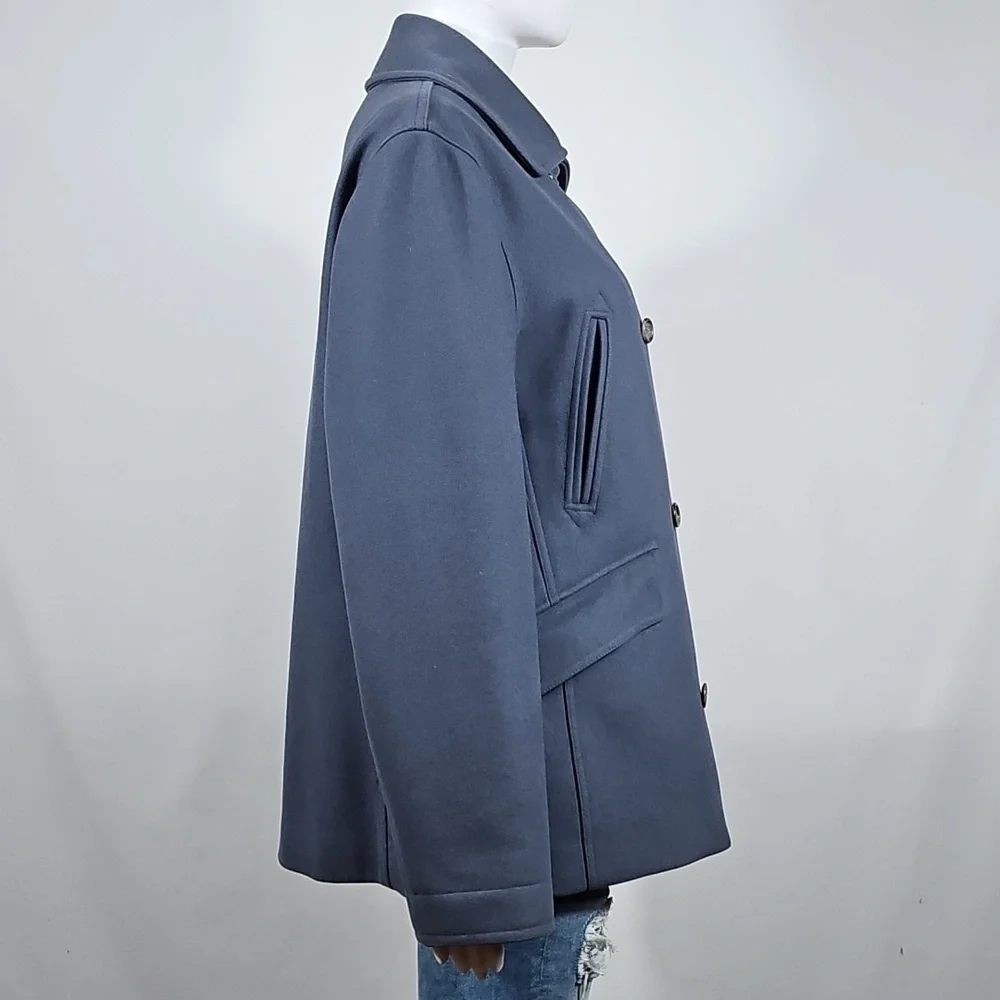 J. Crew 80% Wool Blend Slate Blue Gray Classic Double Breasted Pea Coat